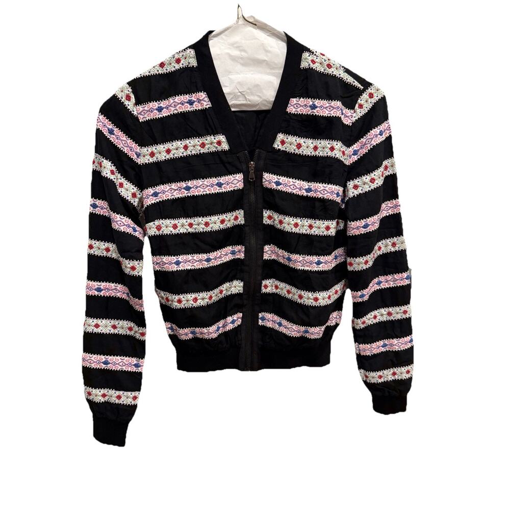 Custo Barcelona Embroidered Beaded Bomber Jacket Art To Wear Y2K Festival Small